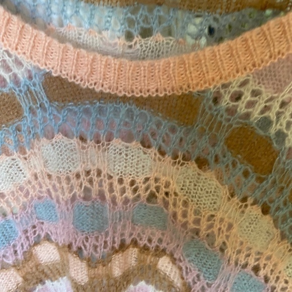 Anthropologie Lineamaglia Pink Crochet Sweater M/L - Picture 5 of 13